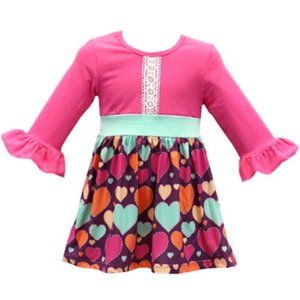 Size 6/6x Boutique Dress Brand new in package Girls Hearts Pink Super soft